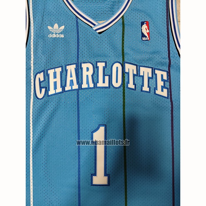 Maillot Charlotte Hornets Muggsy Bogues NO 1 Retro Bleu